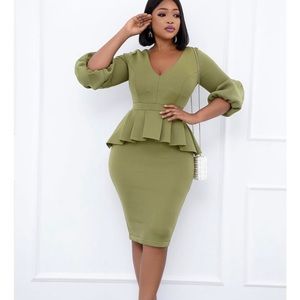 Green scuba peplum dress